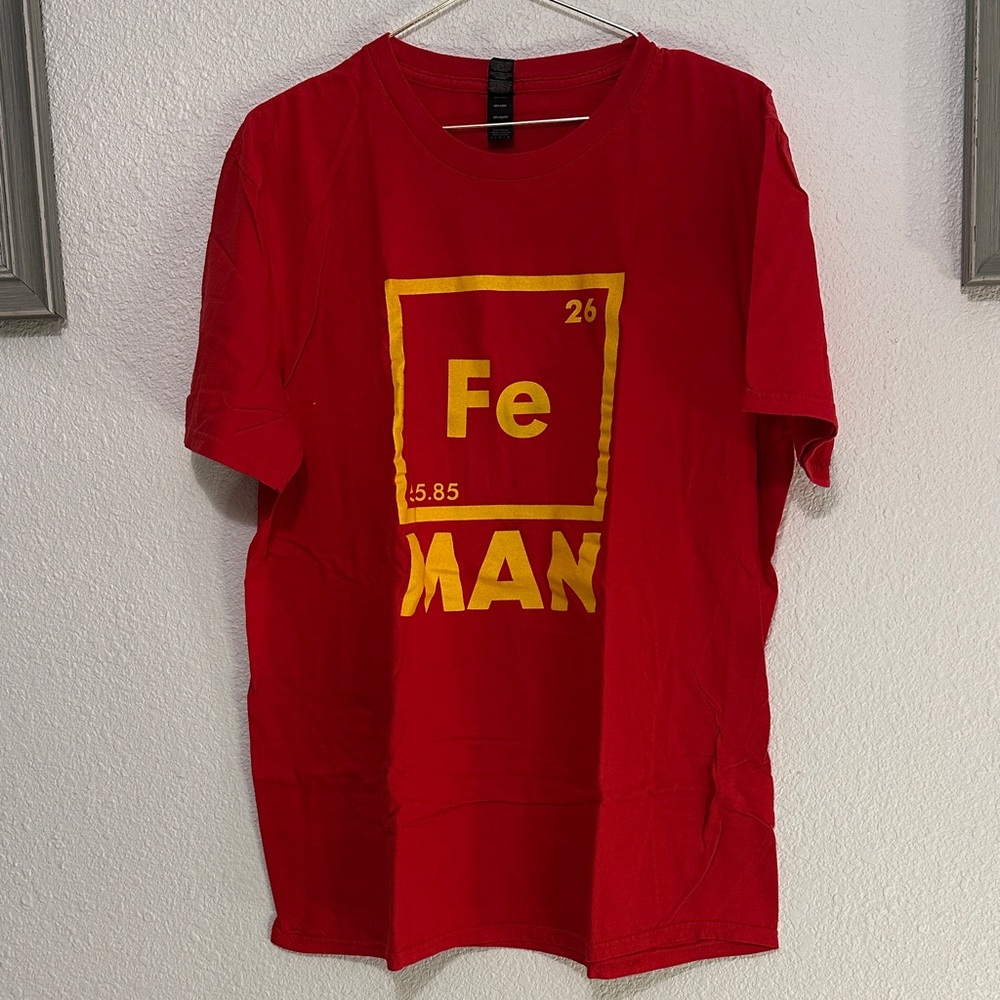 Nerdy Iron Man Anvil Red and Yellow Graphic Tee